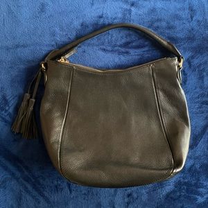 Black leather J crew handbag